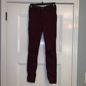 Maroon skinny jeans
